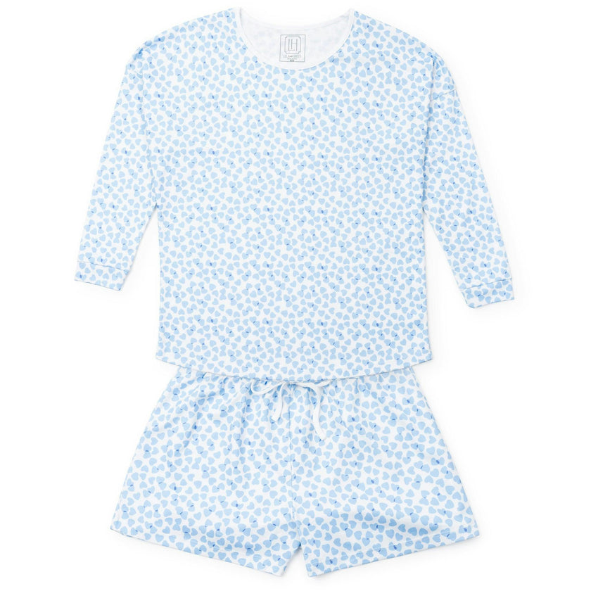 Anna Women's Longsleeve & Short Set - Confetti Hearts Blue
