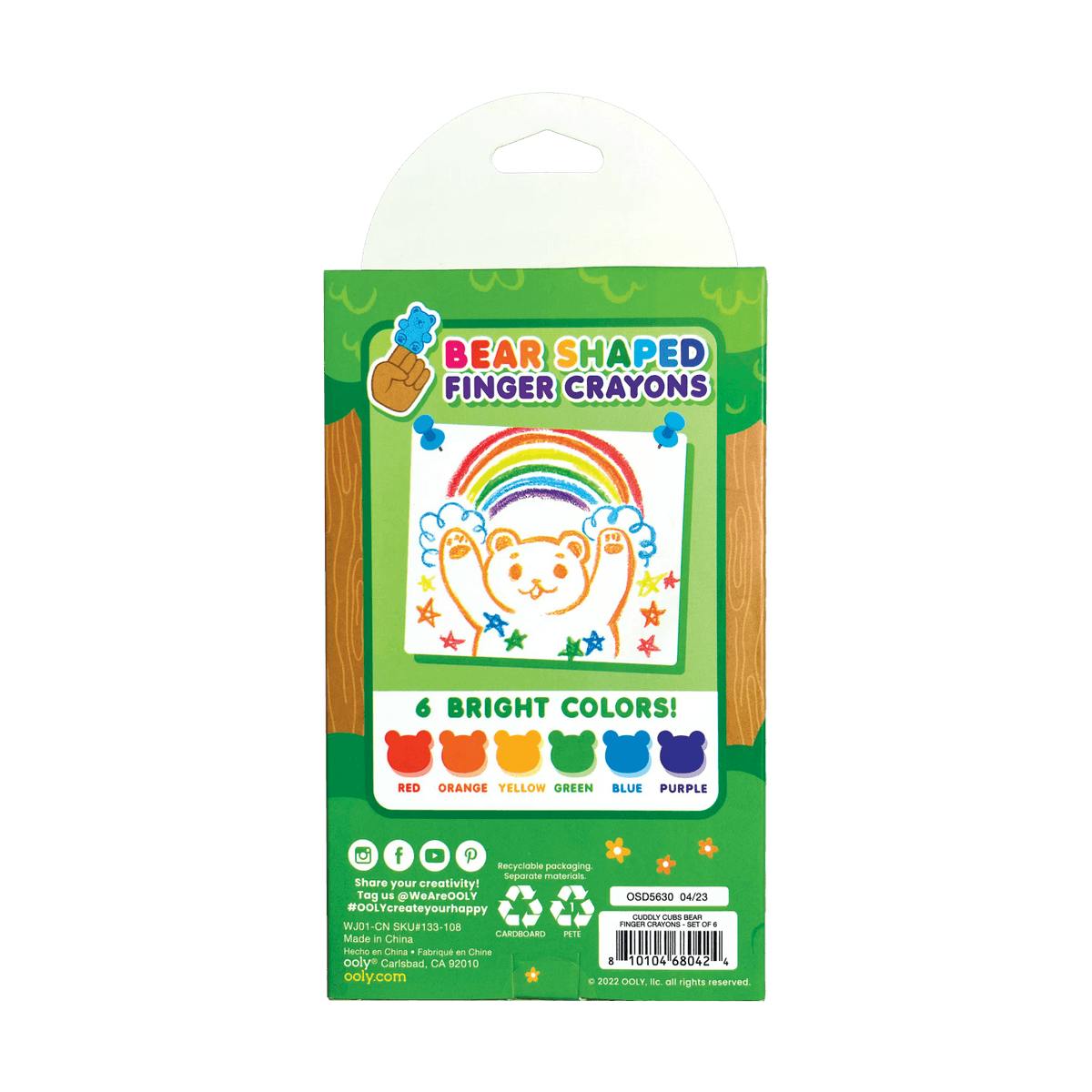Cuddly Cubs Bear Finger Crayons - Set of 6