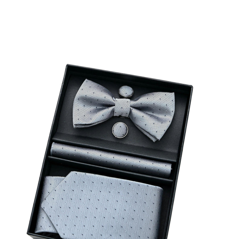 Silver Dotted Tie Set