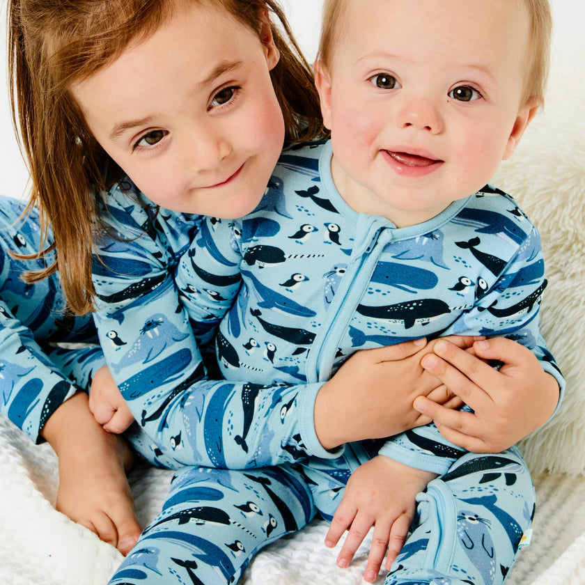 Soft & Stretchy Zipper Footie - Ocean Animals