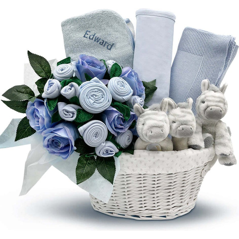 Personalized Three Little Zebras Luxury New Baby Hamper