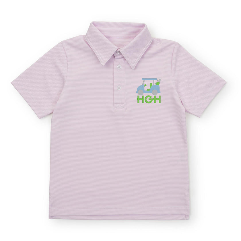Will Boys' Performance Polo by LH Sport Pink Stripes