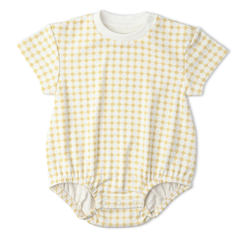 Organic Short Sleeve Bubble Romper - Dotty Gingham