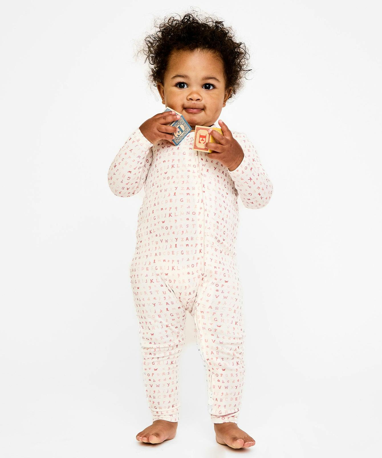 Ziggy Zip Romper, Rose ABC's