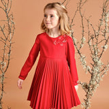 Red Pleated Floral Dress  - FINAL SALE