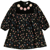 Flower Print Embroidered Long Sleeve Dress