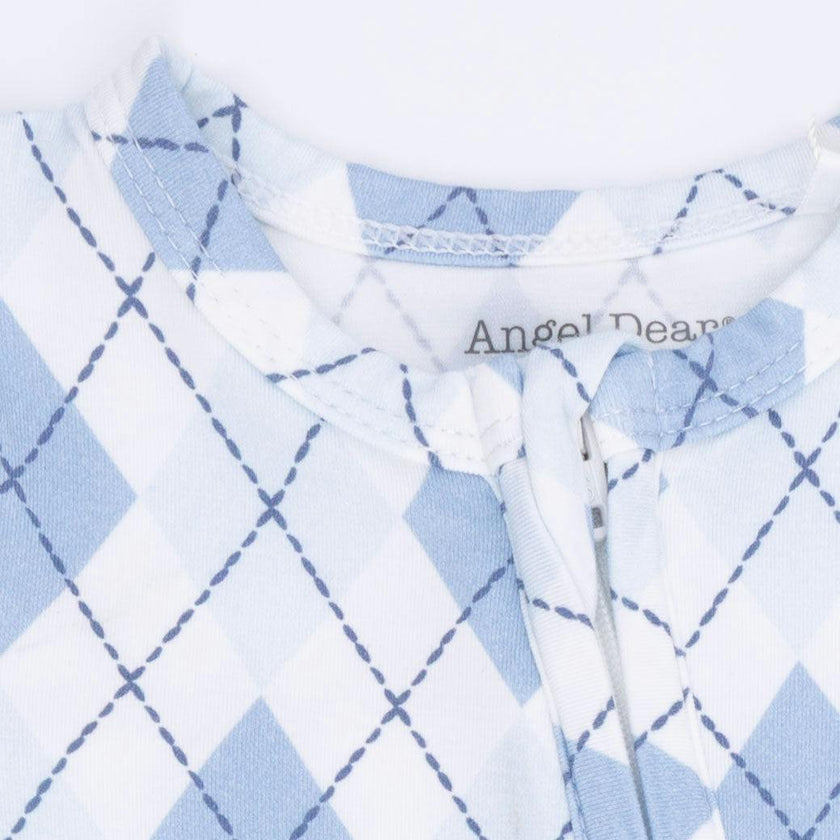 Blue Argyle - 2 Way Zipper Footie
