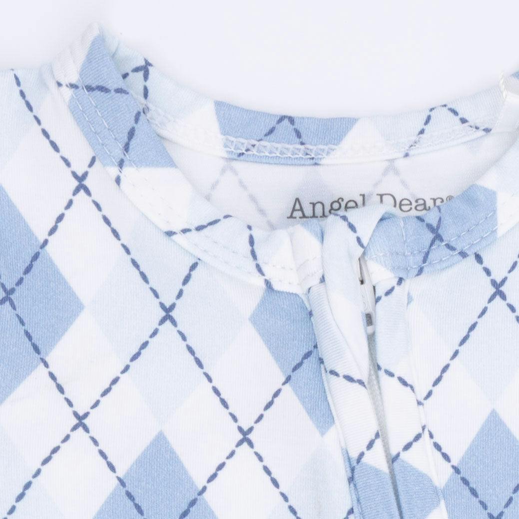 Blue Argyle - 2 Way Zipper Footie