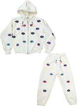 Rainbow Evil Eye Applique 2-Piece Jogger Set