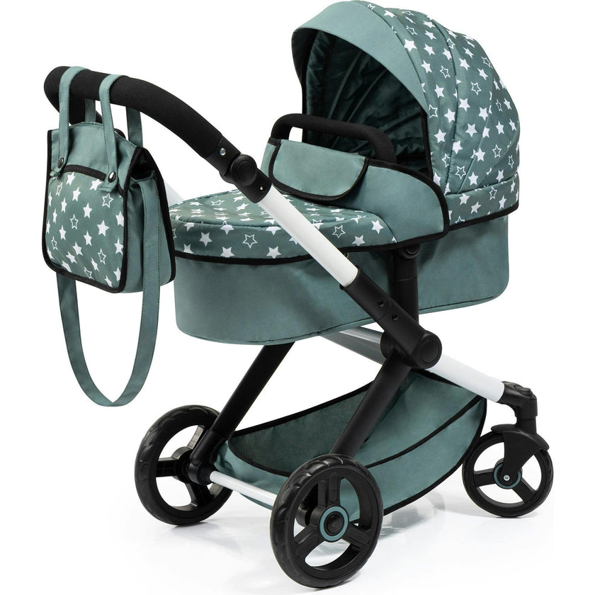 Bayer Design Dolls: Pram Xeo - Stars Green & White