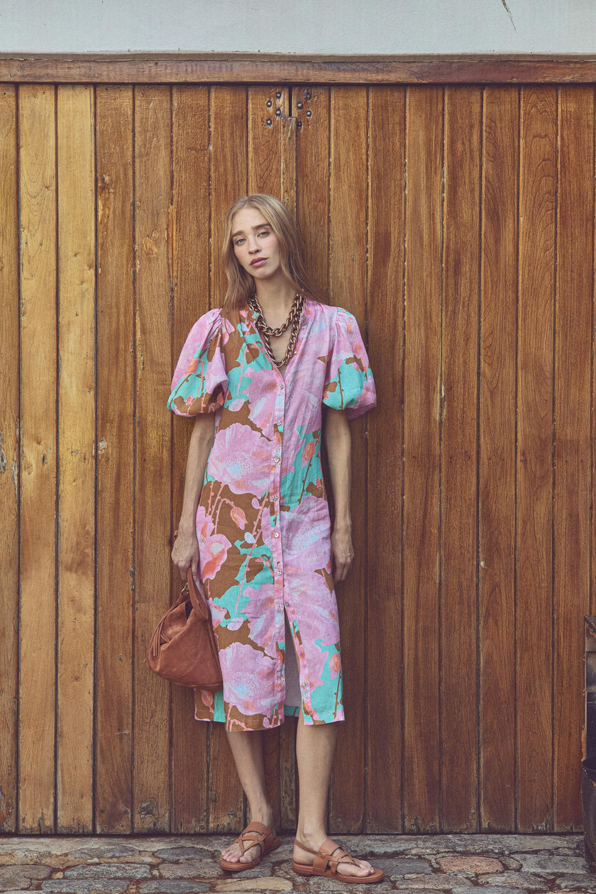Bubble Linen Dress - Aquarela