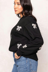 Micah Crew Neck Sweatshirt in Black & Bows