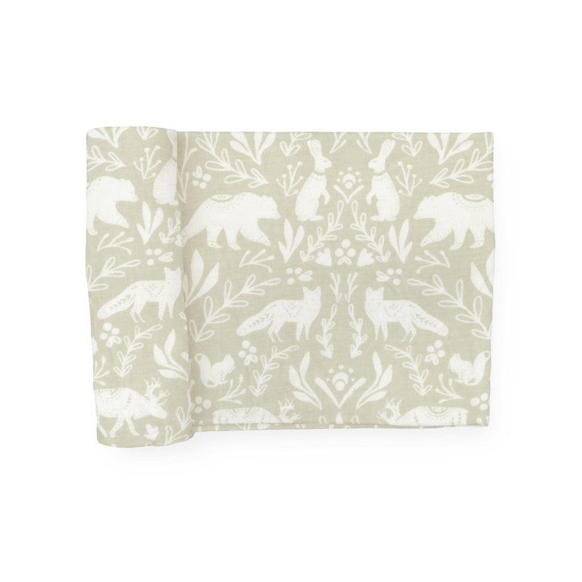 Stretch Knit Swaddle Blanket - Folk Fauna