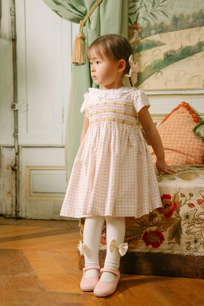 Zita Yellow Tartan Smocked Dress