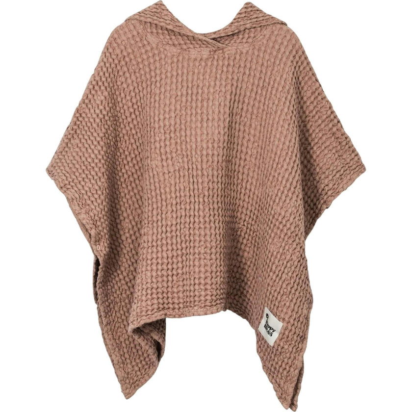 children's linen waffle poncho - cinnamon