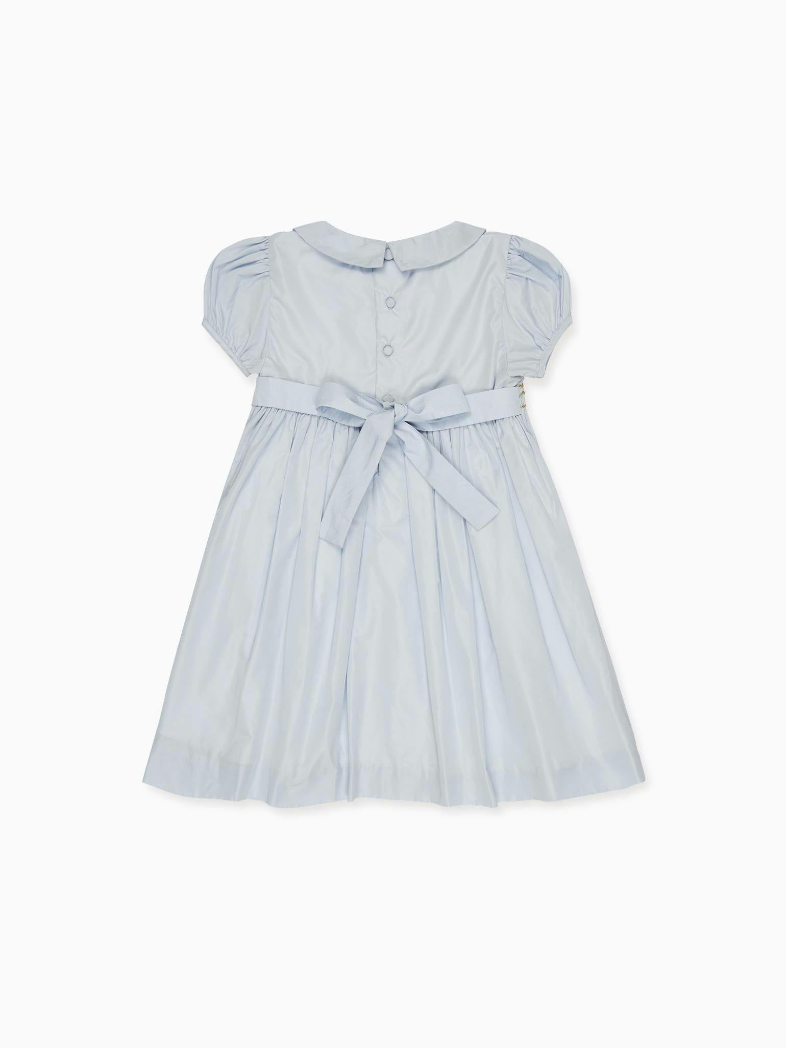 Dusty Blue Victoria Girl Hand-Smocked Dress