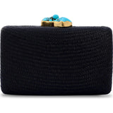 Women's Jen Straw Turquoise Stone Clutch Bag