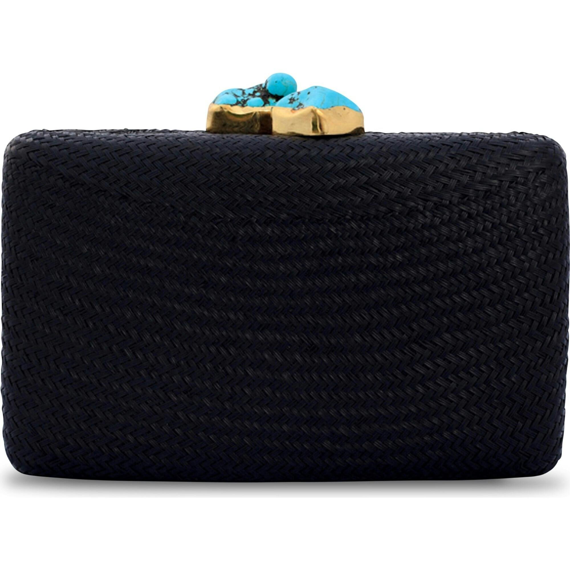 Women's Jen Straw Turquoise Stone Clutch Bag