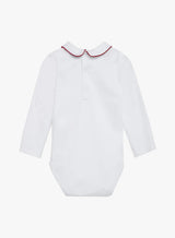 Baby Long-Sleeved Milo Bodysuit in White/Red