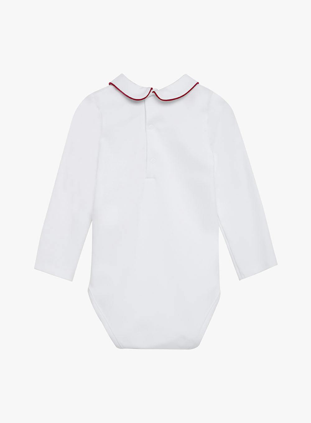 Baby Long-Sleeved Milo Bodysuit in White/Red