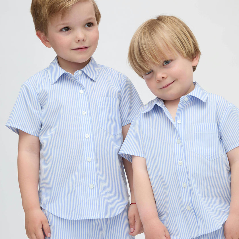 The Tiny Beau Shirt - Blue/White Stripe