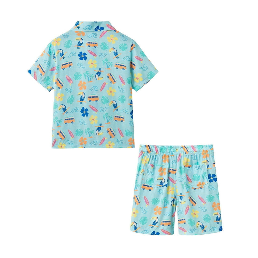 Boys Synthetic Viscose Matching Set | Aqua beach