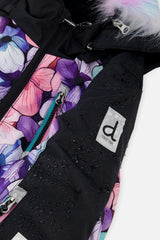Kids One Piece Play Snowsuit Purple Floral Print