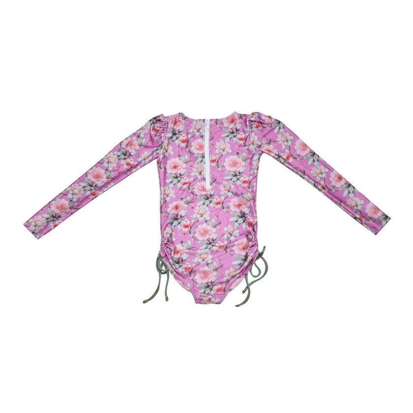 Long Sleeve One Piece Swimsuit with Side Ties