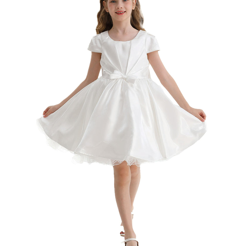White Bow Short Solera Dress