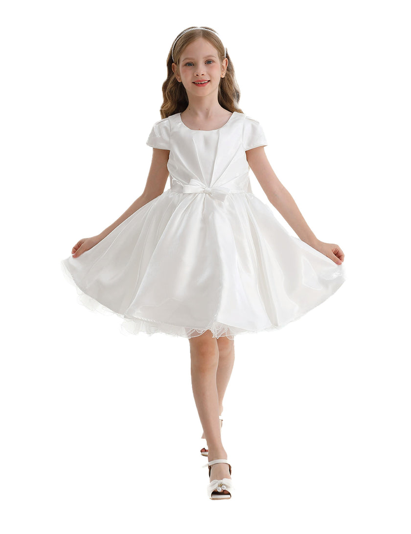White Bow Short Solera Dress