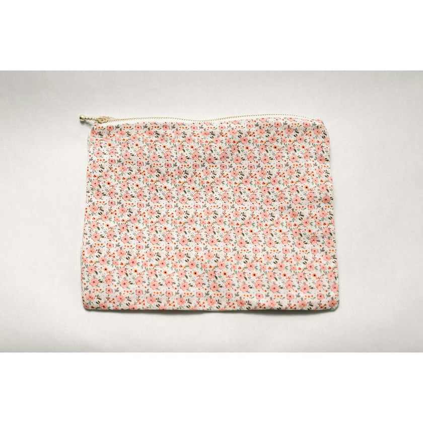 Rosebud Scatter Timeless Floral Ruffle Zipper Pouch