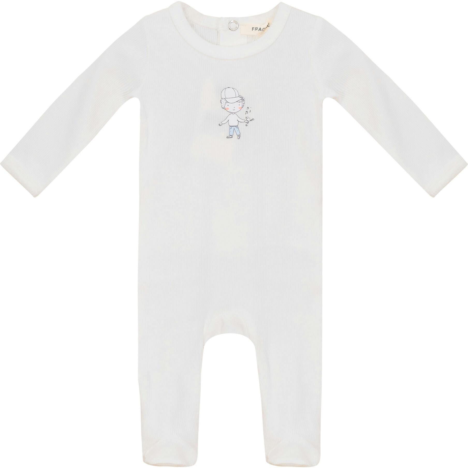 Boy and Girl Print Onesie Off White/Blue