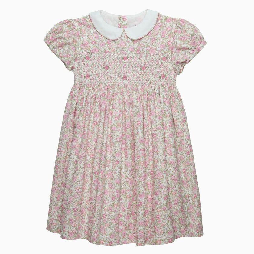 Rosie Smocked Dress in Peach Rose Floral