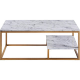 Marmo Modern Marble-Look Coffee Table with Shelf