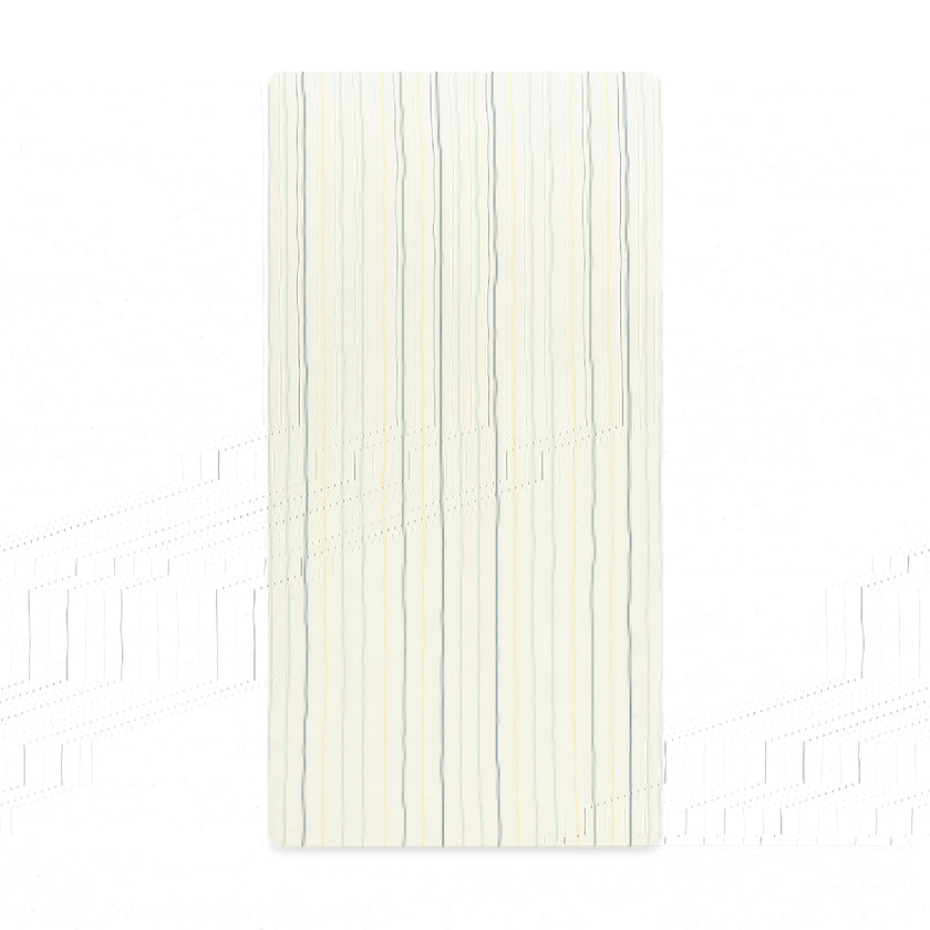 Crib Sheet in GOTS Certified Organic Brushed Cotton in Ivory with Cool Multi-Color Stripes