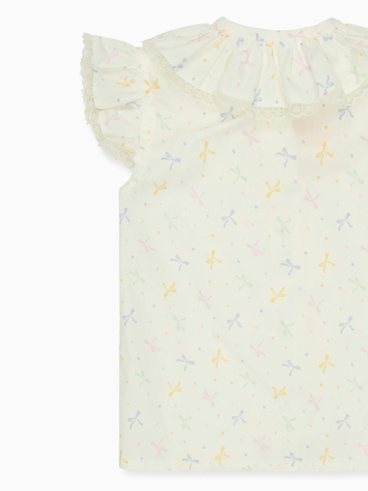 Nicky Hilton x La Coqueta Ivory Bow Olivia Girl Shirt
