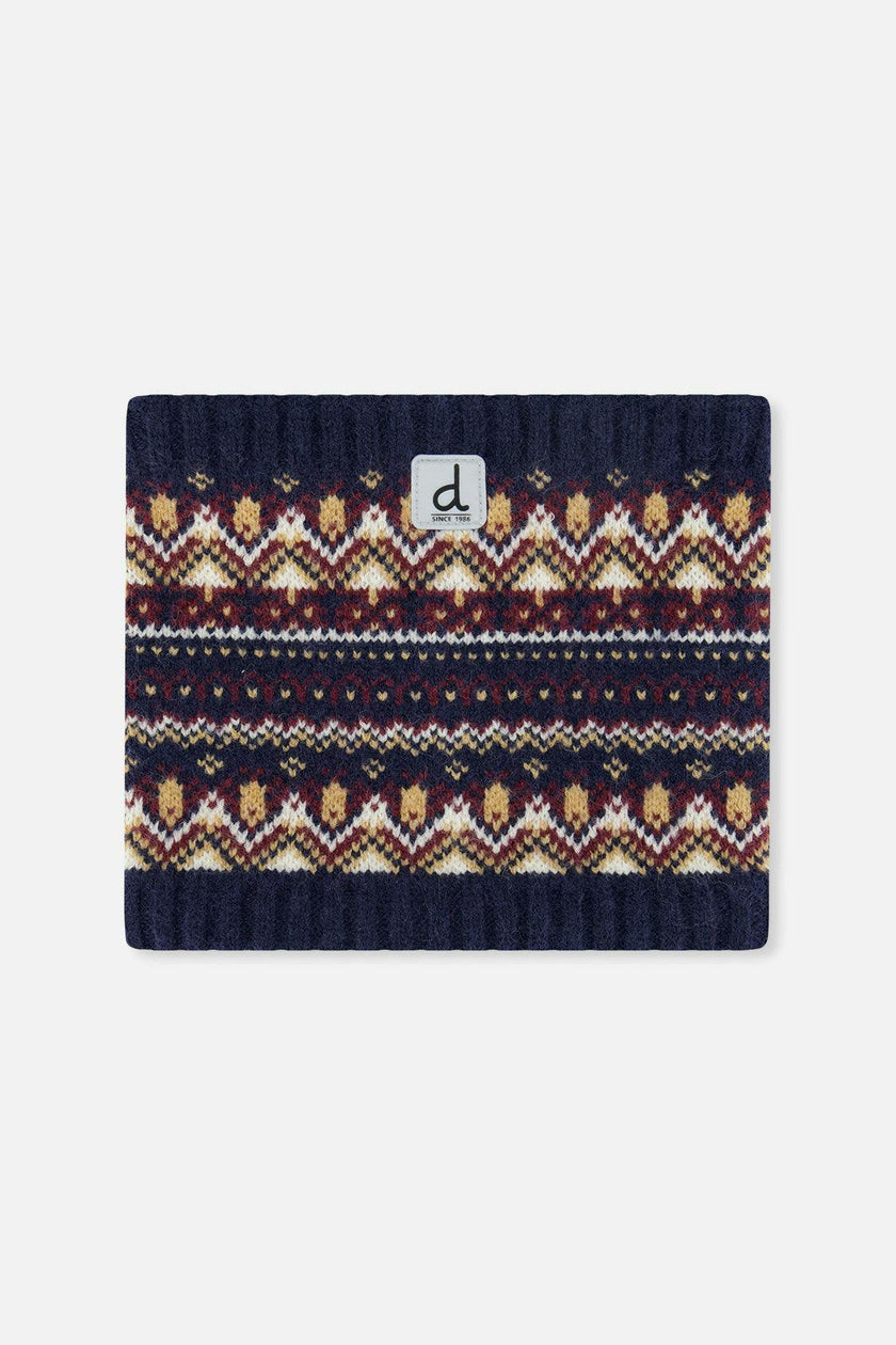 Baby Winter Knit Neckwarmer Blue and Red Jacquard