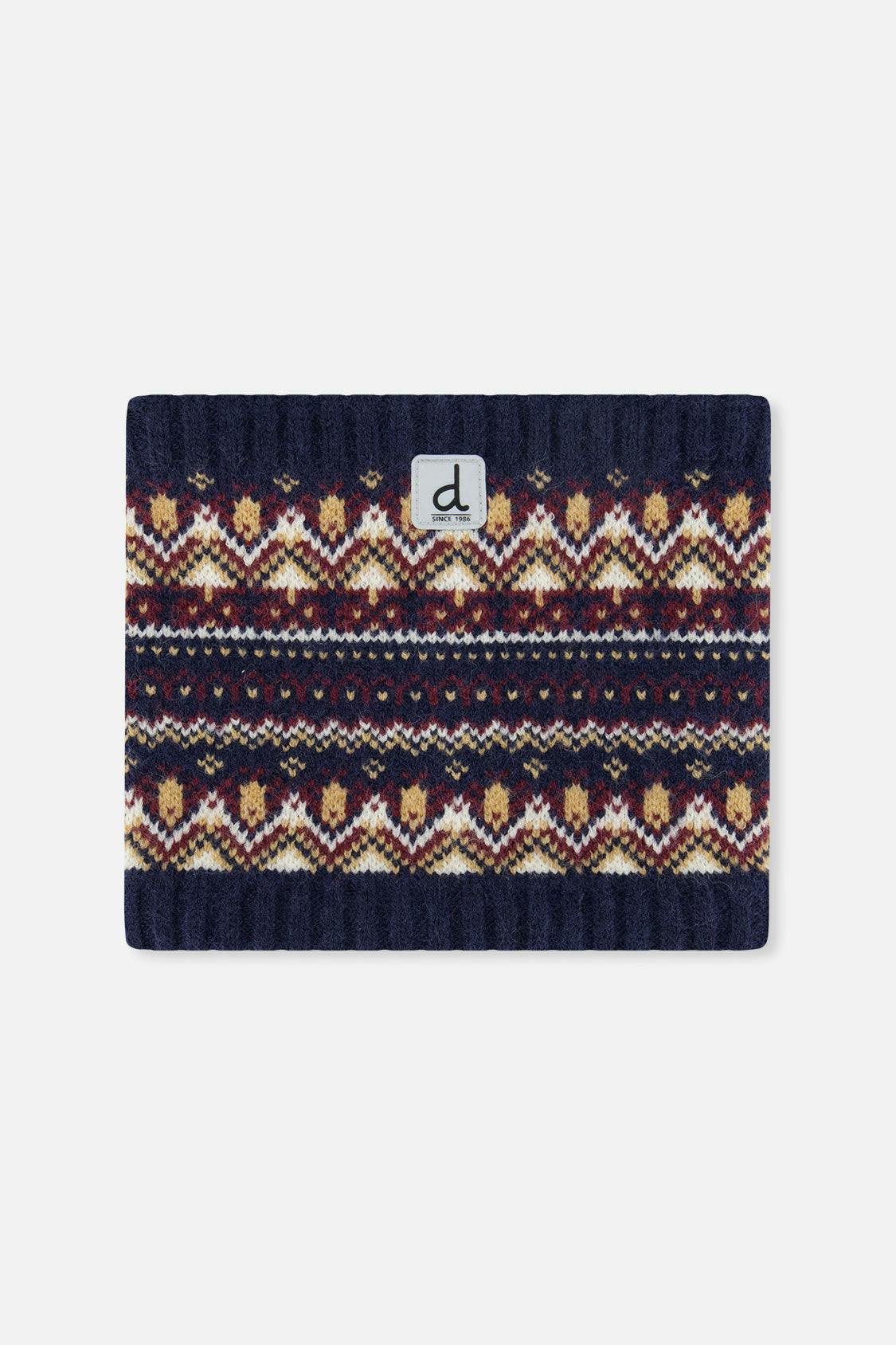 Baby Winter Knit Neckwarmer Blue and Red Jacquard