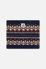 Winter Knit Neckwarmer Blue and Red Jacquard