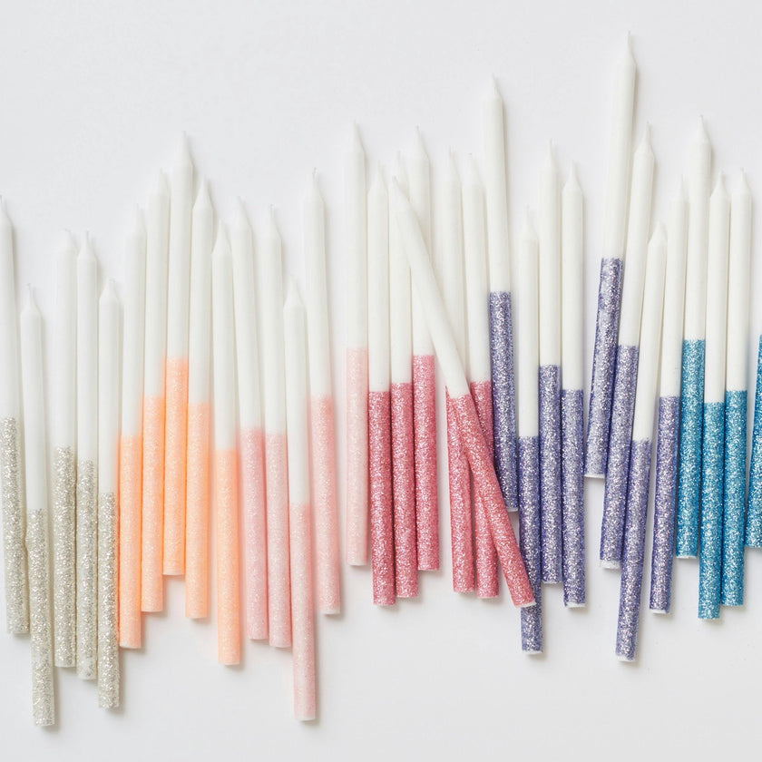 Pale Pink Glitter Dipped Candles