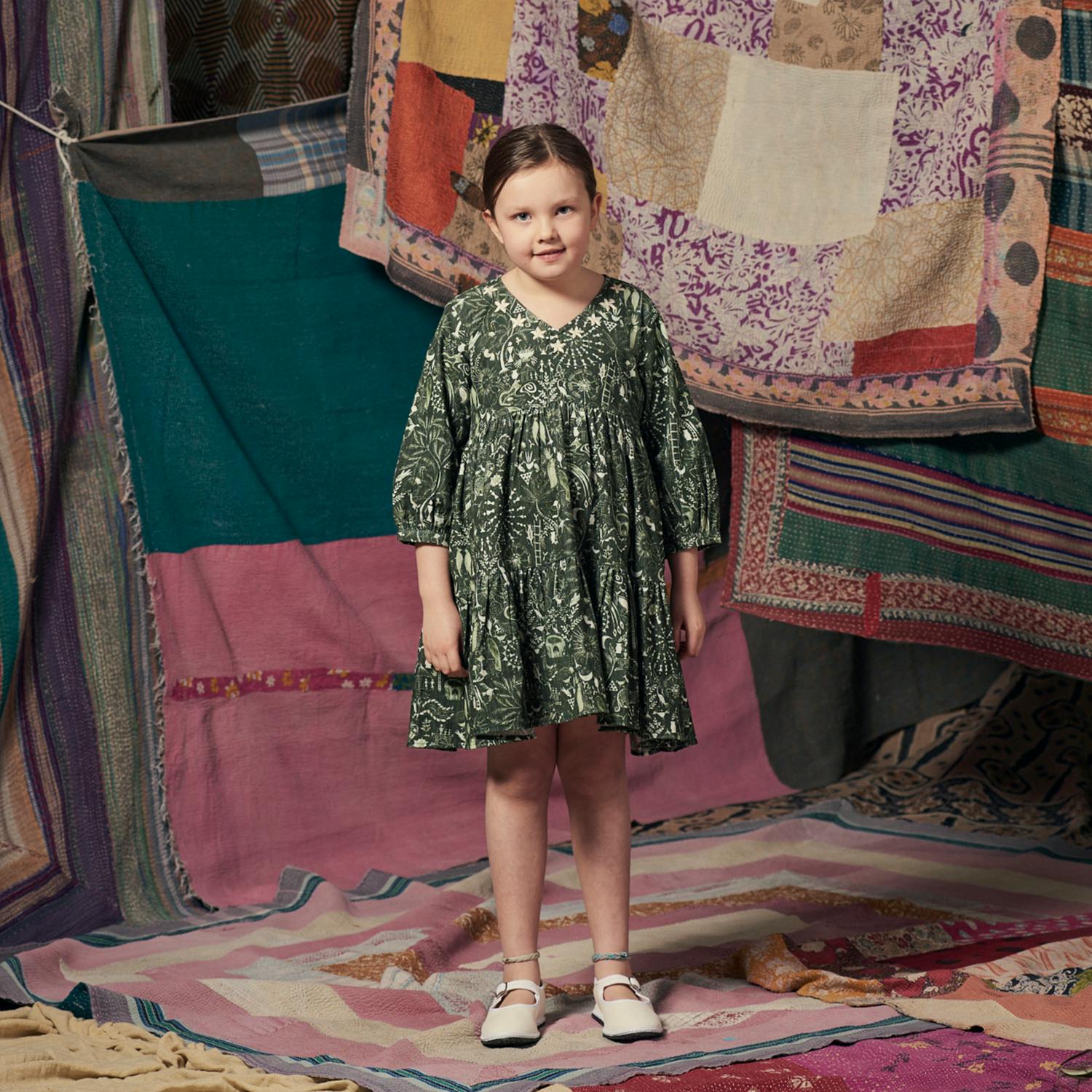 Kids Fran Dress Folktale Green
