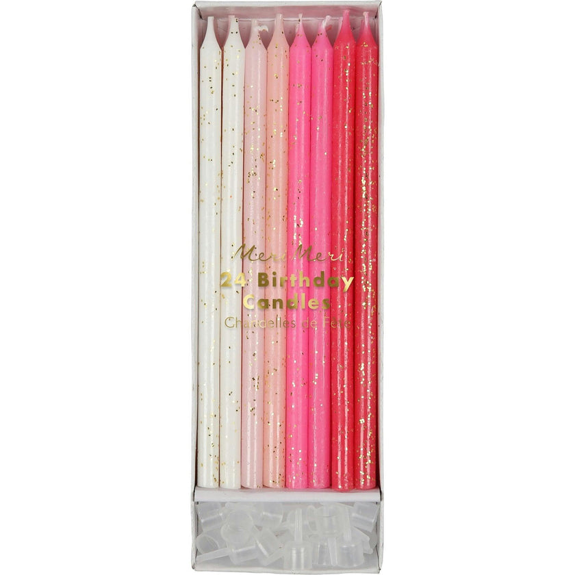 Pink Glitter Candles