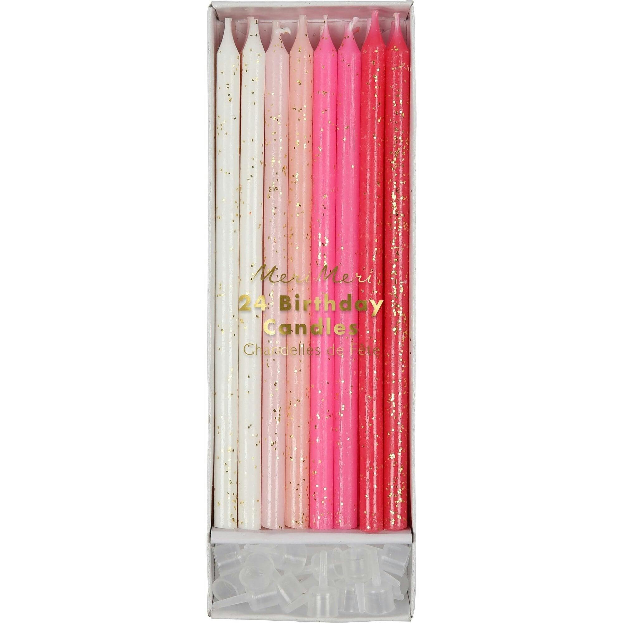 Pink Glitter Candles