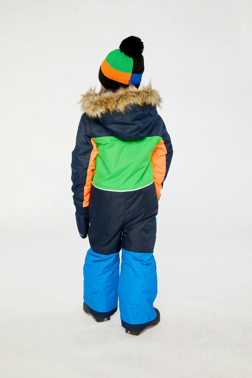 Kids One Piece Discover Snowsuit Blue Green and Orange