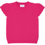 Short Sleeve Sweater With Scallop Edges