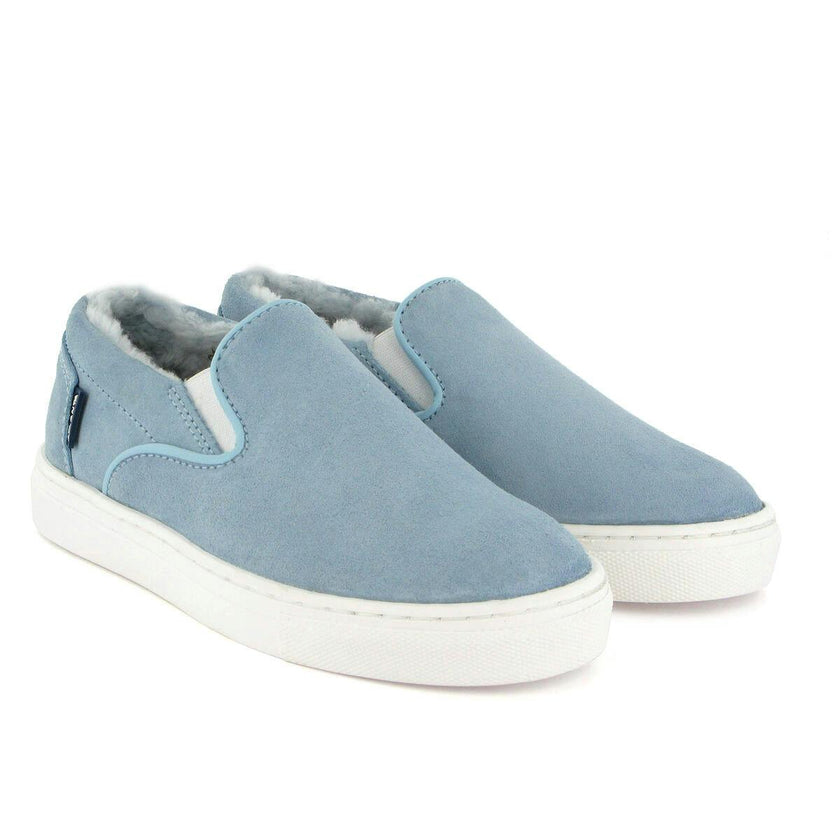 Wool Lining Suede Slip On Sneakers, Sky Blue