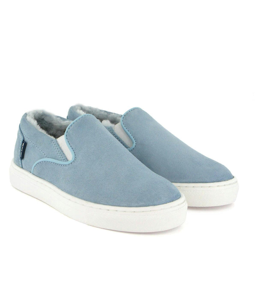 Wool Lining Suede Slip On Sneakers, Sky Blue
