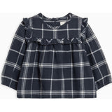 Sally Flannel Ruffle Neckline Top
