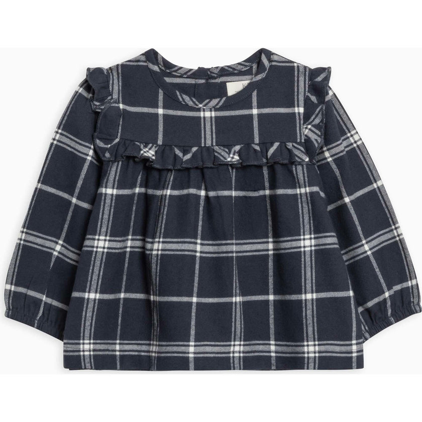 Sally Flannel Ruffle Neckline Top