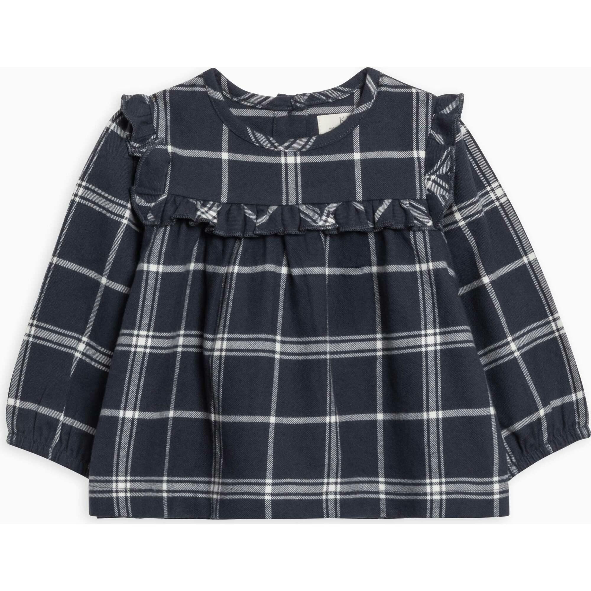 Sally Flannel Ruffle Neckline Top